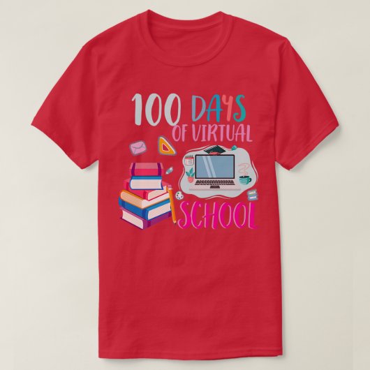 100 dagen virtuele schoolleraar of schoolcadeau t-shirt (Design voorkant)