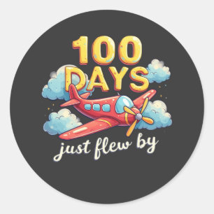100 dagen vlogen in een vliegtuig voorbij 100 dage ronde sticker