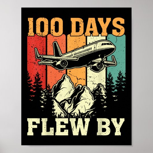 100 dagen vloog net met het vliegtuig 100ste dag v poster (Voorkant)