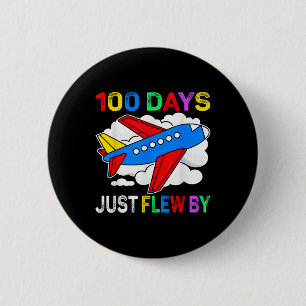 100 dagen vloog net met het vliegtuig 100ste dag v ronde button 5,7 cm