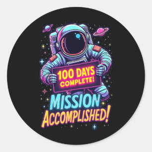 100 Dagen Voltooide Missie Voltooide Astronaut S Ronde Sticker