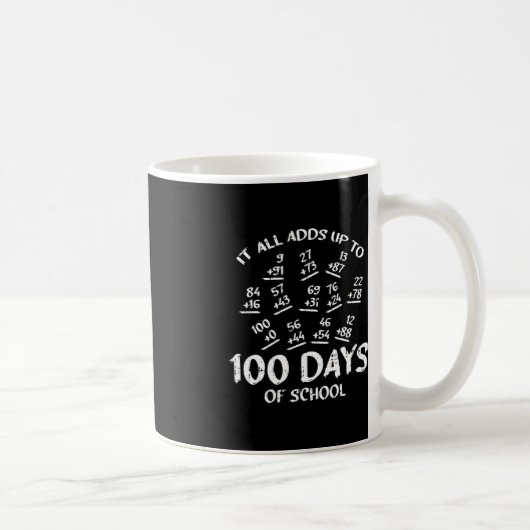 100 dagen Wiskunde van school studeren Koffiemok (Rechts)