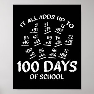 100 dagen Wiskunde van school studeren Poster