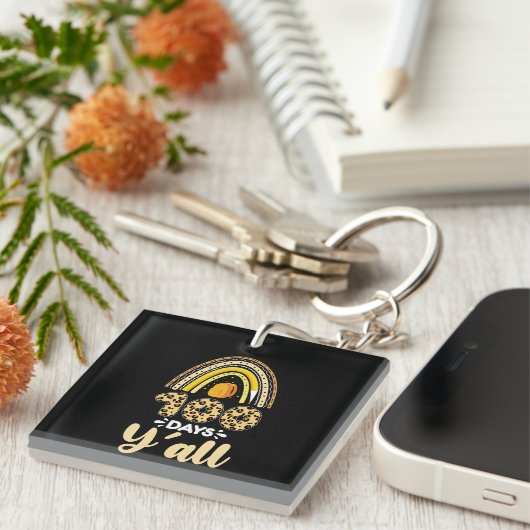 100 dagen Y'all 100ste dag van de school Luipaard Sleutelhanger (Voorkant Rechts)