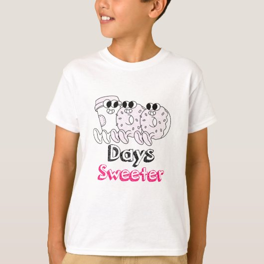 100 Dagen Zoeter - Mooie Donuts met Koffie T-shirt (Voorkant)