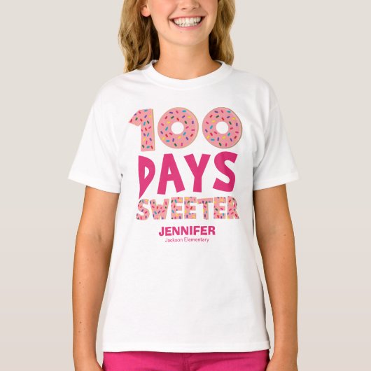 100 dagen zoeter Schattige donut 100 dagen school T-shirt (Voorkant)