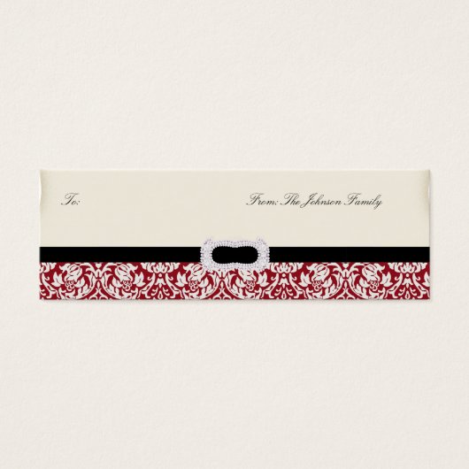 100 Damask Kerstmis Foto Gepersonaliseerde Gift La Mini Visitekaartjes (Voorkant)