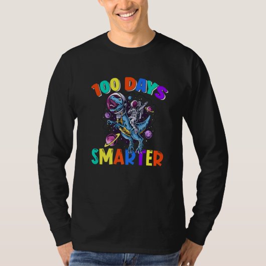 100 Day Of School 100 Days Smarter Space Dinosaurs T-shirt (Voorkant)
