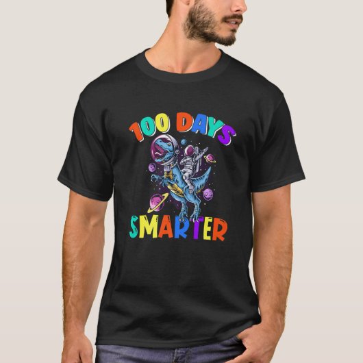 100 Day Of School 100 Days Smarter Space Dinosaurs T-shirt (Voorkant)