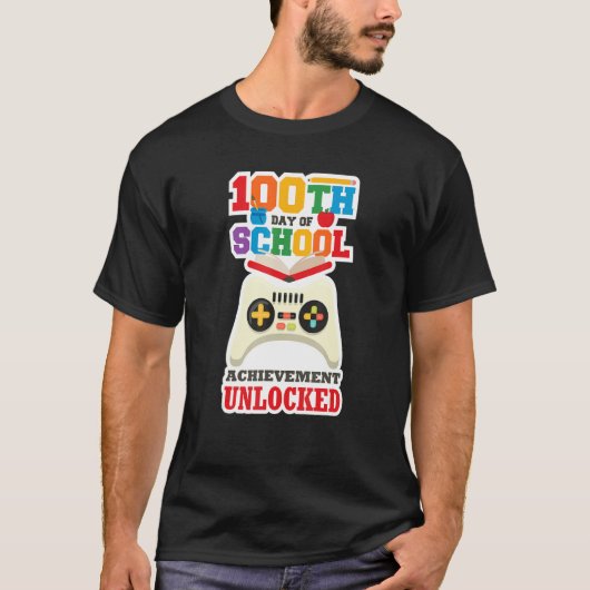 100 Day of School Achievement Unlocked Gamer T-shirt (Voorkant)
