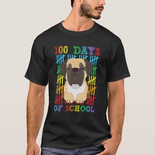 100 Day of School English Mastiff Dog Lover 100th  T-shirt (Voorkant)