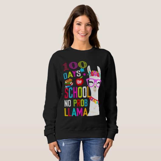 100 day of school long sleeve shirt 100th No Probl (Voorkant volledig)