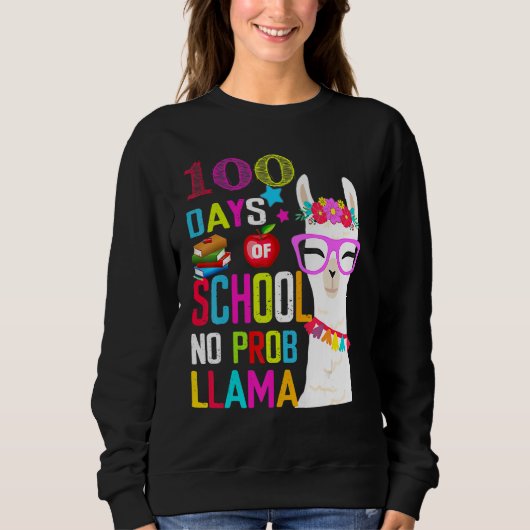 100 day of school long sleeve shirt 100th No Probl (Voorkant)
