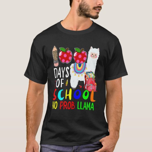 100 Day Of School No Prob Llama Cute Llama Lover S T-shirt (Voorkant)