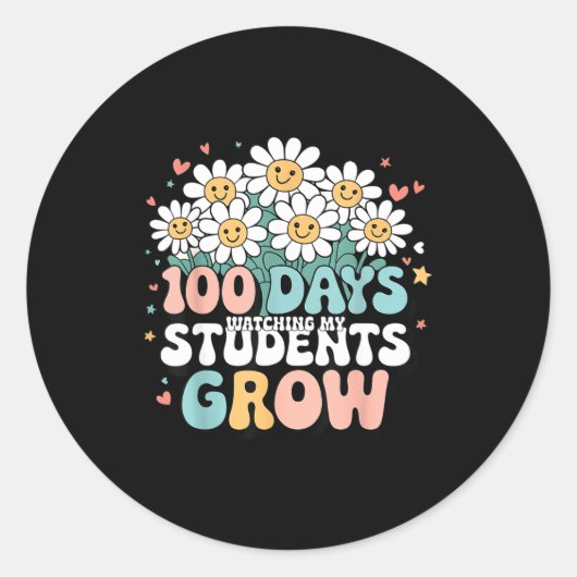 100 Day Watching My Students Grow 100 Days Of Scho Ronde Sticker (Voorkant)
