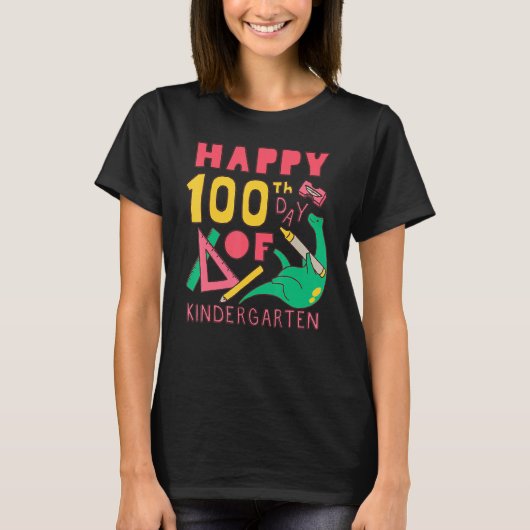 100 days 100th Day Of School Kindergarten T-shirt (Voorkant)