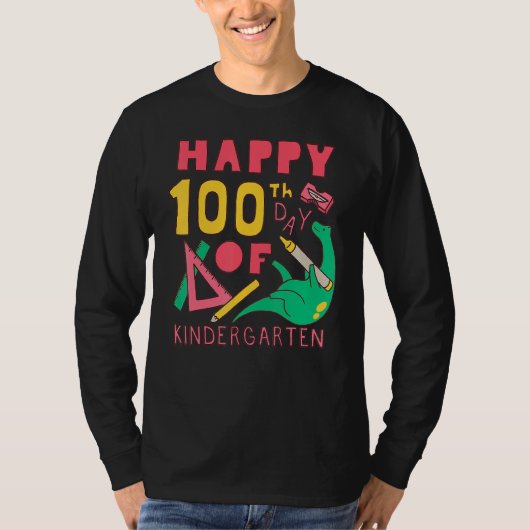 100 days 100th Day Of School Kindergarten T-shirt (Voorkant)