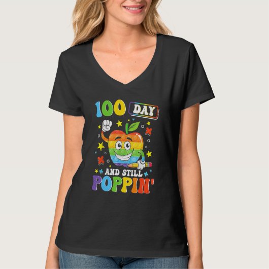 100 Days And Still POPPIN' Happy 100th Day of Scho T-shirt (Voorkant)