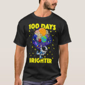 100 Days Brighter 100th Day Of School Astronaut Ou T-shirt (Voorkant)