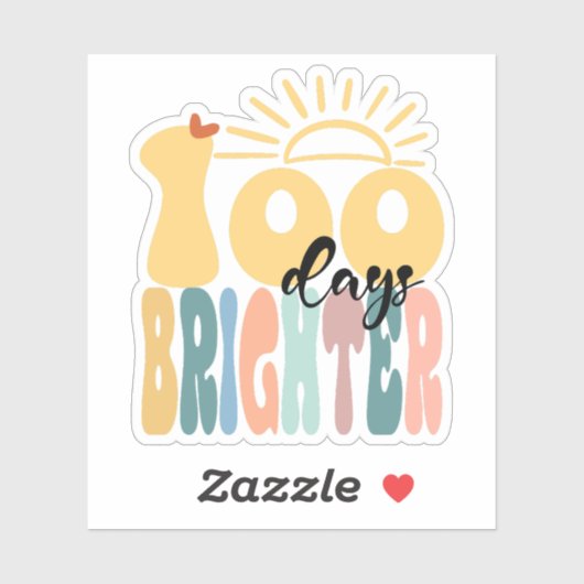 100 Days Brighter — 100th Day of School Celebratio Sticker (Vel)