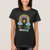 100 Days Brighter 100th Day Of School Pink Rainbow T-shirt (Voorkant)