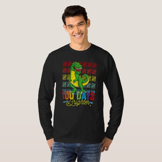100 Days Brighter Dinosaur For Teachers And Kids S T-shirt (Voorkant volledig)