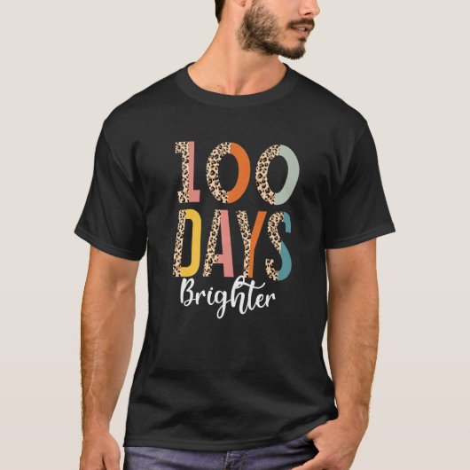100 Days Brighter   for Teachers Kids Leopard T-shirt (Voorkant)
