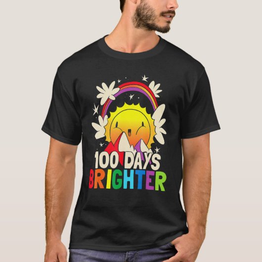 100 Days Brighter  Funny 100th Day Of School Rainb T-shirt (Voorkant)