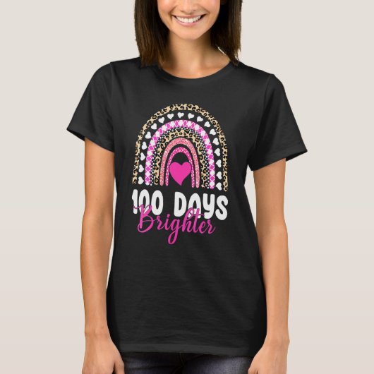 100 Days Brighter Happy 100th Day Of School Rainbo T-shirt (Voorkant)