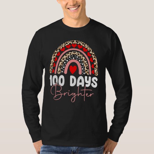 100 Days Brighter Happy 100th Day Of School Rainbo T-shirt (Voorkant)