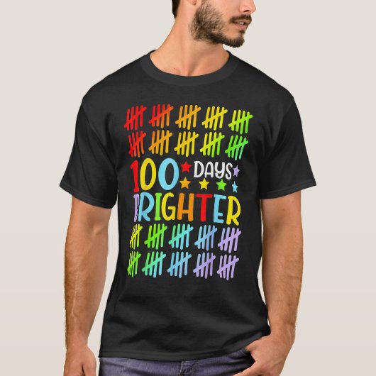 100 Days Brighter Happy 100th Day Of School Studen T-shirt (Voorkant)