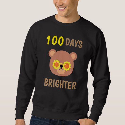 100 Days Brighter Of School Cute Bear With Sunglas Trui (Voorkant)