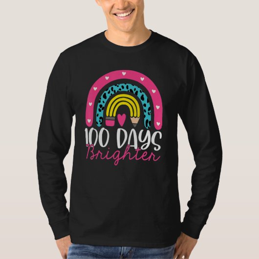 100 Days Brighter Rainbow 100th Day Tee For Teache T-shirt (Voorkant)
