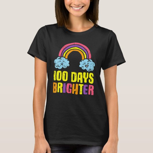 100 Days Brighter Rainbow Cute 100th Day School Sm T-shirt (Voorkant)