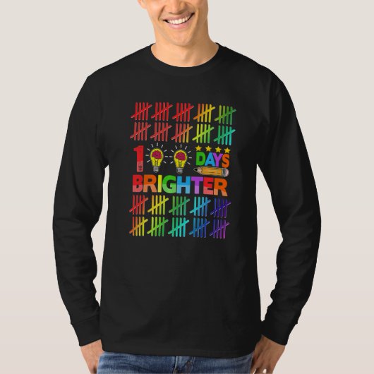 100 Days Brighter Teacher Kids Happy 100th Day Of  T-shirt (Voorkant)