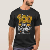 100 Days Brighter Teachers Funny Leopard 100 Days  T-shirt (Voorkant)