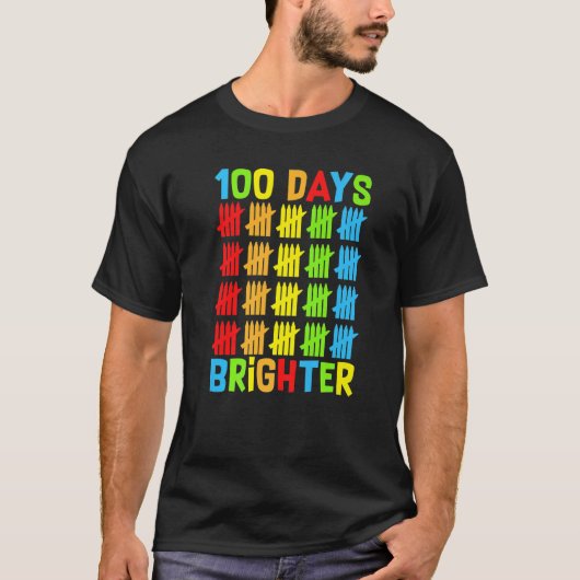100 Days Brighter Teachers Kids Child Happy 100 Da T-shirt (Voorkant)