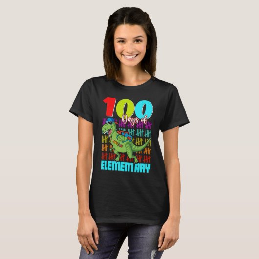 100 Days Elementary Dinosaur Rex Dinosaur  Boys Ki T-shirt (Voorkant volledig)