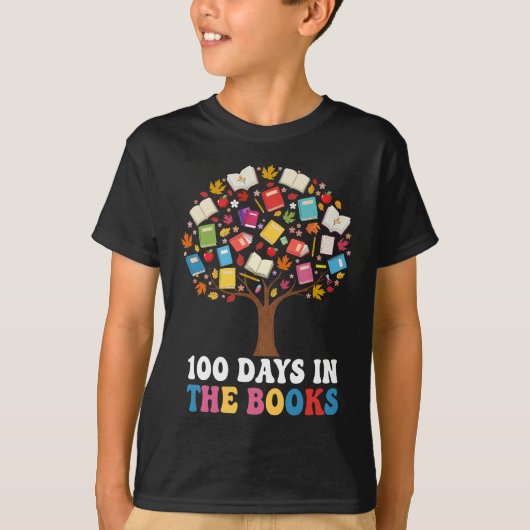 100 Days in The Books Reading Teacher 100th Day T-shirt (Voorkant)