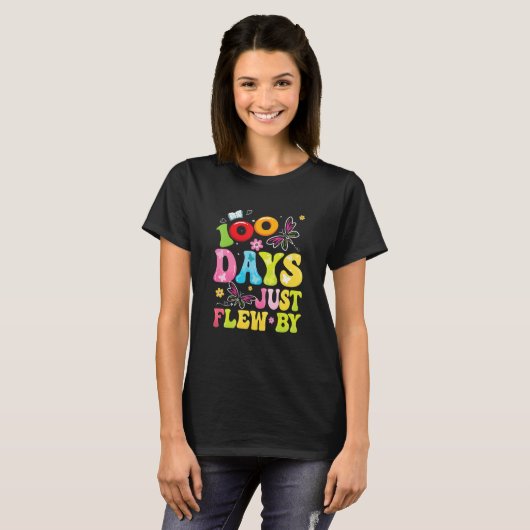 100 Days Just Flew By Butterfly 100th Day of Schoo T-shirt (Voorkant volledig)