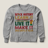 100 Days Learning Black History Afro Education Tee (Voorkant)