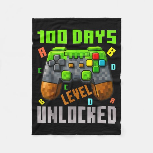 100 Days Level Unlocked Gaming 100 Days Of School  Fleece Deken (Voorkant)