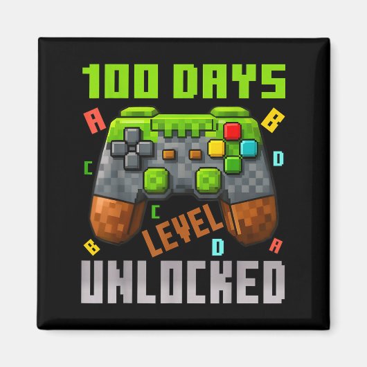 100 Days Level Unlocked Gaming 100 Days Of School  Magneet (Voorkant)