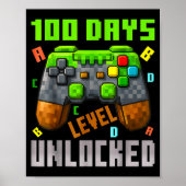 100 Days Level Unlocked Gaming 100 Days Of School  Poster (Voorkant)