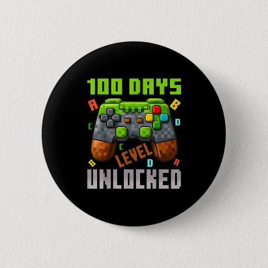 100 Days Level Unlocked Gaming 100 Days Of School Ronde Button 5,7 Cm (Voorkant)