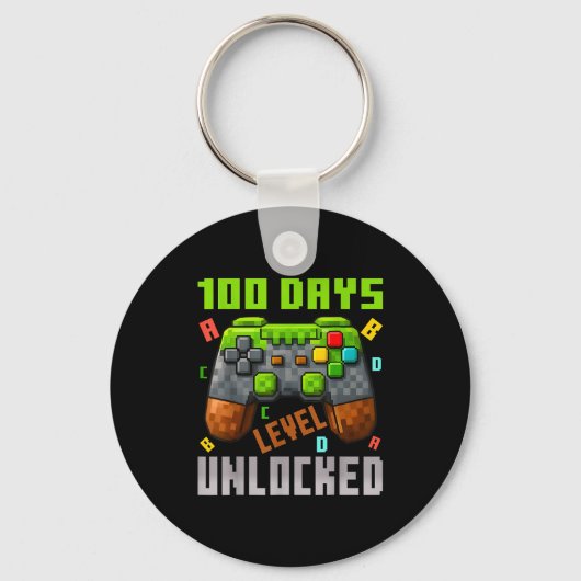 100 Days Level Unlocked Gaming 100 Days Of School Sleutelhanger (Voorkant)