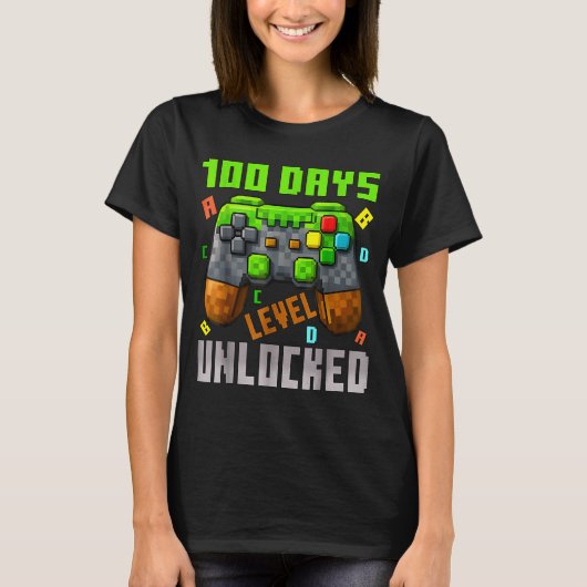 100 Days Level Unlocked Gaming 100 Days Of School T-shirt (Voorkant)