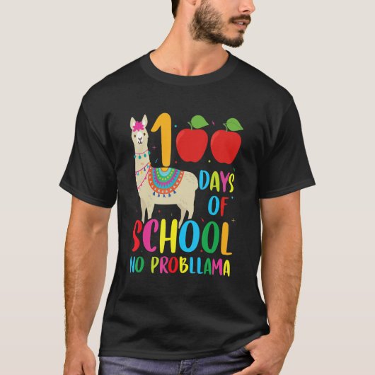 100 Days Llama Alpaca Pun Meme Sarcastic 100th Day T-shirt (Voorkant)