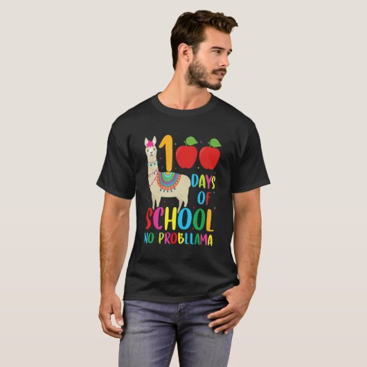 100 Days Llama Alpaca Pun Meme Sarcastic 100th Day T-shirt (Voorkant volledig)
