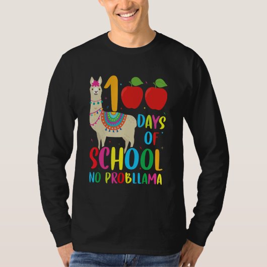 100 Days Llama Alpaca Pun Meme Sarcastic 100th Day T-shirt (Voorkant)